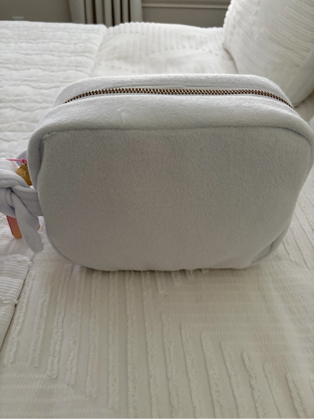 Stoney Clover Lane White Plush Soft Zip Pouch